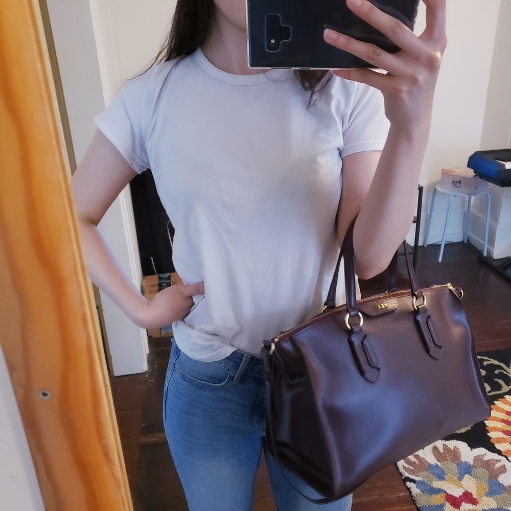 Ralph Lauren | Burgundy saffiano leather Satchel